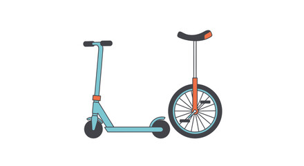 Illustrated scooter and unicycle on white background for transportation © adit