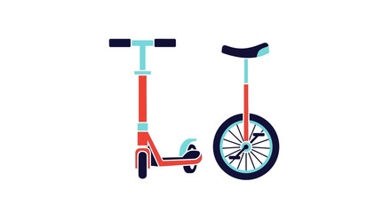 Illustrated scooter and unicycle on white background vector design © adit