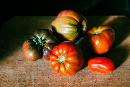 organic ripe tomatoes freshly picked