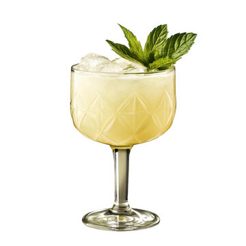 Refreshing mojito cocktail with mint garnish isolated on transparent background