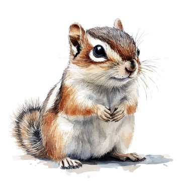 watercolor of Chipmunk vector painting, isolated on a white background.