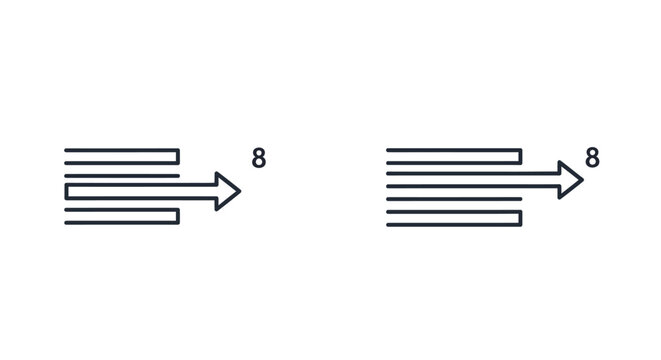 Comparison of two abstract icons with parallel lines and arrows