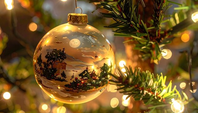 Golden Christmas Tree Ornament Decoration.