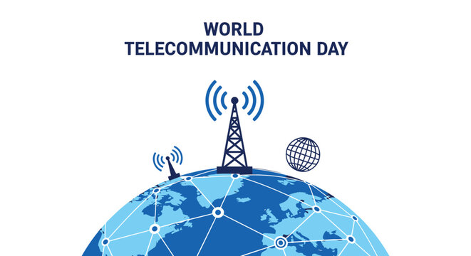 World telecommunication day illustration global connectivity and communication networks
