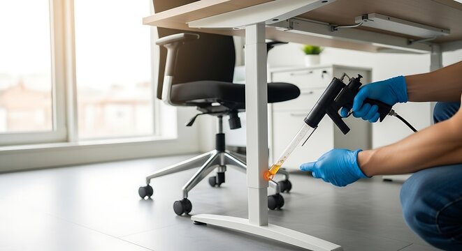 person applying pest control treatment.