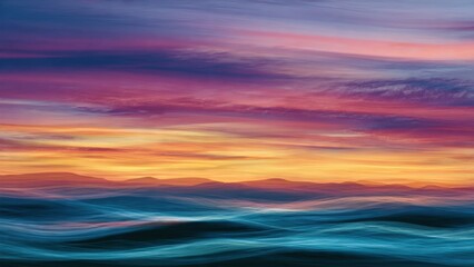 Fototapeta premium Vibrant Sunset Over Ocean Waves
