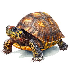 Obraz premium watercolor of Box Turtle draw illustration, isolated on a white background.