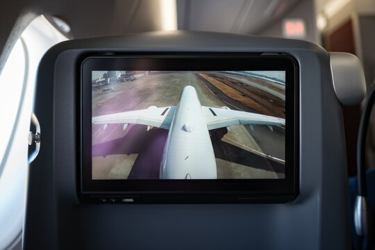 Watching the airplane screen of a plane taxiing.
