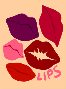 Lips Shapes Collection on Beige Background