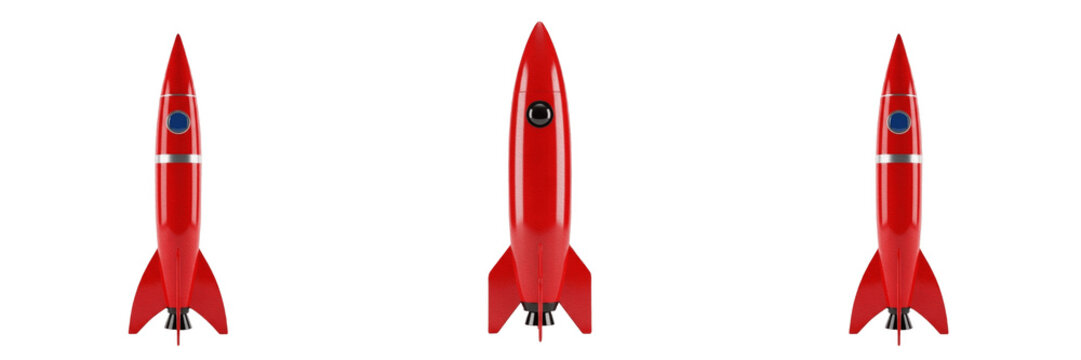Sleek Red Space Rocket Ship for Tech Innovation and Sci-Fi Illustration