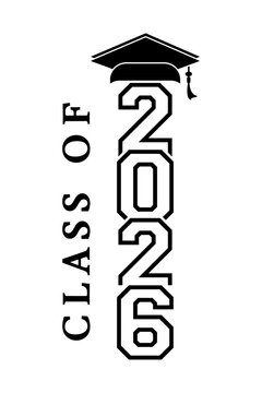 Hand drawn text illustration for class of 2026 graduation, class of 2026 badge.