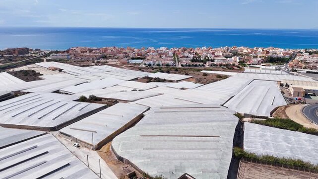 plastic sea coast greenhouse beach invernaderos vacation agriculture travel industry horizon water design texture business architecture pattern - Balerma, Andalusia, Spain - 2025