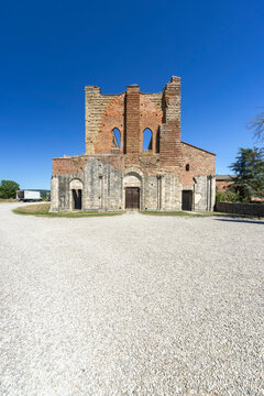 San Galgano Abbey ruins in Tuscany, Chiusdino, Italy