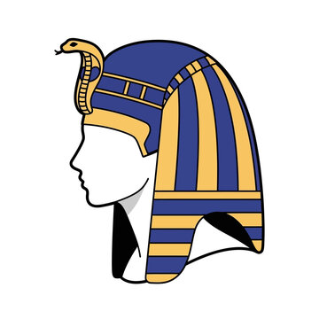 Ancient Egyptian Pharaoh Headdress with Cobra Symbol