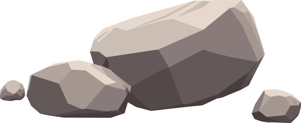 Group of Geometric Styled Rocks on a White Background © Emon