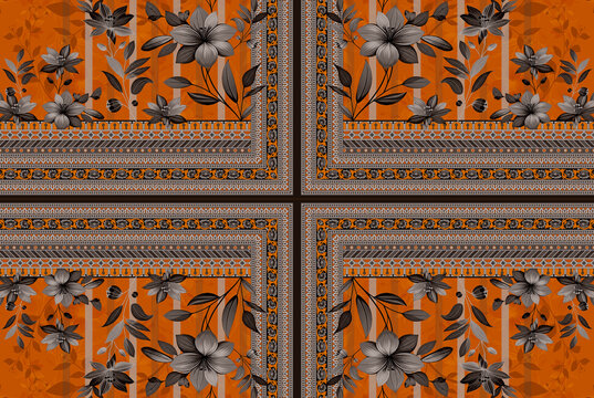Textile digital design motif pattern ikat rugs paisley front back and dupatta etc.
