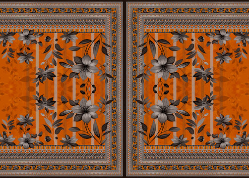 Textile digital design motif pattern ikat rugs paisley front back and dupatta etc.