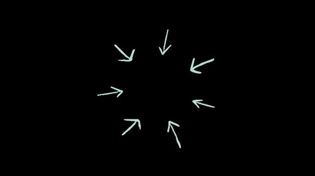 A video showcasing white arrows pointing in different directions on a black background