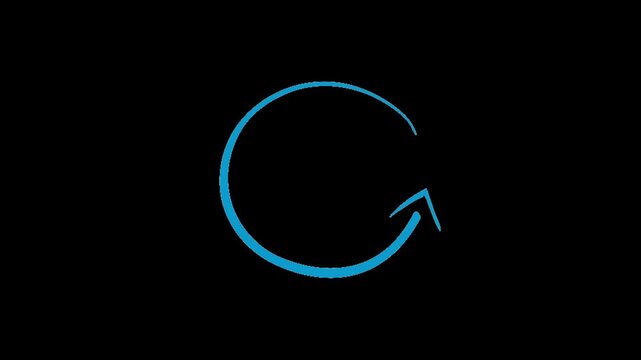 A video showcasing a blue circular arrow on a black background