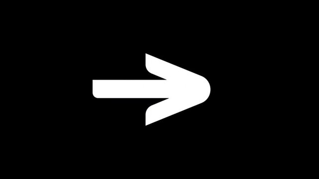 A white arrow pointing to the right on a black background in this video