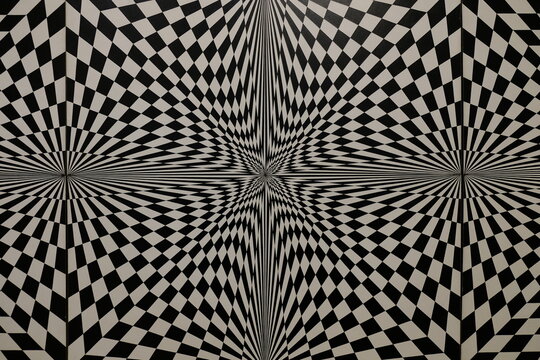 Padr&atilde;o geom&eacute;trico preto e branco com ilus&atilde;o de movimento / Black and white geometric pattern with motion illusion