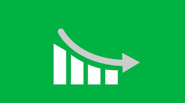 Animated growth chart icon, transparent background, loop ready motion graphic
