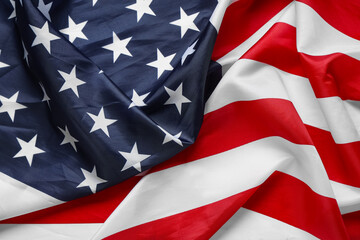 Obraz premium Flag of USA as background, closeup. Memorial Day celebration