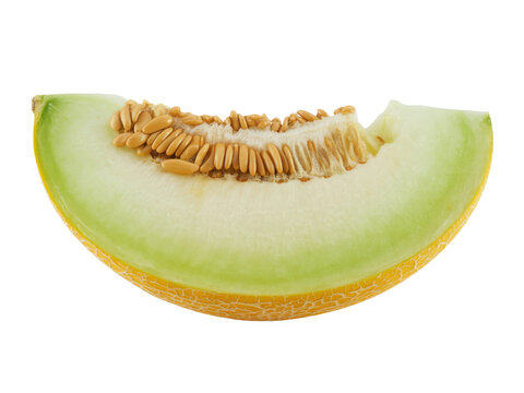 Fresh slice of galia melon isolated on transparent background
