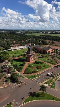 Aerial View of Dutch Windmill Landmark in Holambra S&atilde;o Paulo Brazil
