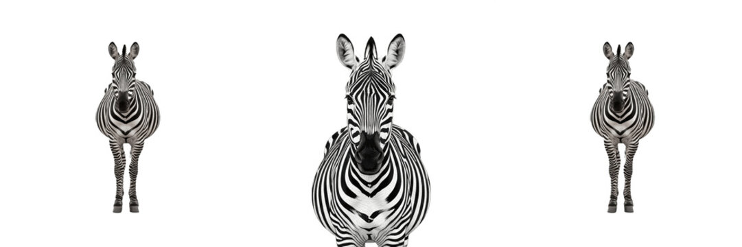 Wildlife Zebra Animal Portrait Set Isolated Transparent PNG