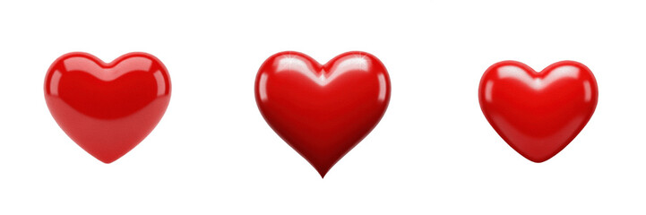 Fototapeta premium Red 3D Love Heart Symbol Set Isolated Transparent PNG