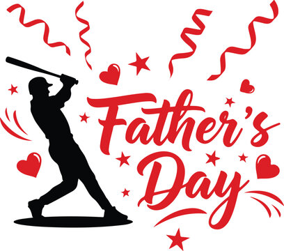 Father's day baseball illustration celebrating dad with sports and love