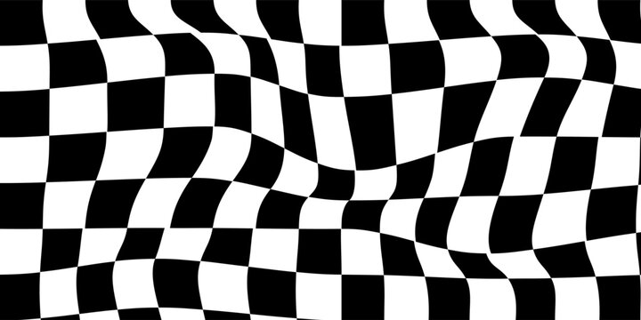 Dynamic racing finish background with waving checkered flag, high-speed motorsport concept, black and white grid pattern