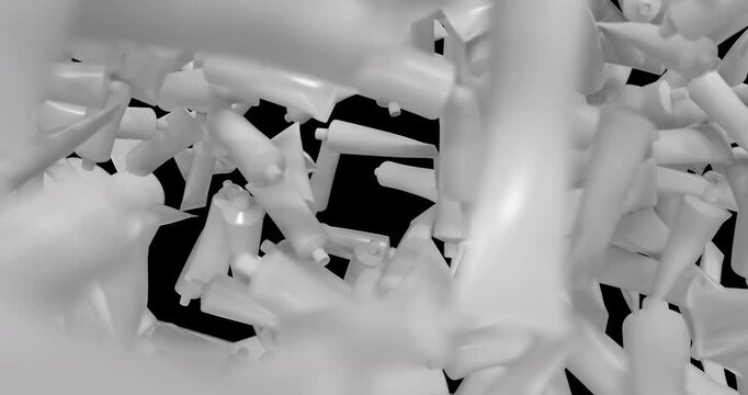 3D Toothpaste Tubes Falling Animation with Alpha Channel