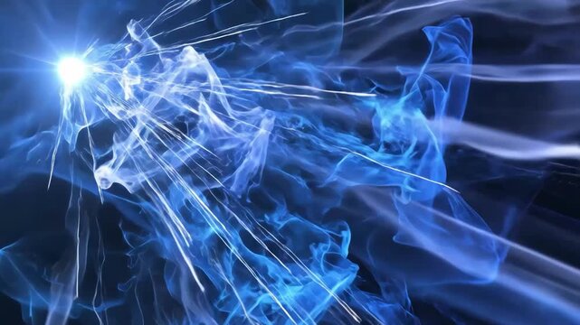 Glowing blue jellyfish with a bright light on its head