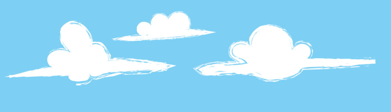white cloud flying in the sky, A hand-drawn outline drawing of a cloud set. Set of cloud icons sketch. Doodle children drawing. Solar icon. Vector illustration, Hand-drawn cloud set. Set of icons.