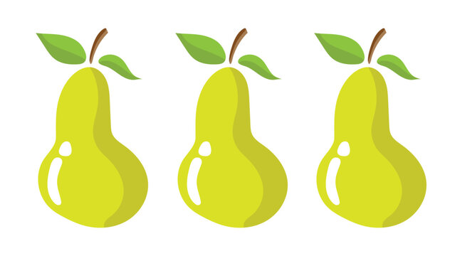 Art & Illustration, Simple fresh pear vector, 2D flat, isolated on a white background. green and yellow lime sticker icon in flat style, Cute Hand-Drawn Fruit Character Collection