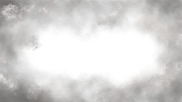 Dark Grey Smoke Frame Overlay, Charcoal Cloud Border with Transparent Background, Moody Grayscale Smoke PNG, 8K Ultra HD