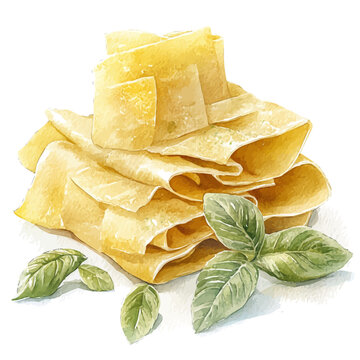 watercolor graphic of Pasta illustration, isolated on a white background.