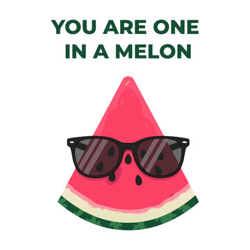 Cute watermelon slice with sunglasses vector illustration, perfect for summer t-shirt designs, tropical party invitations, motivational stickers, and trendy beach-themed decor