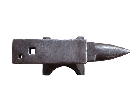 Old metal anvil side profile with hardie and pritchel holes