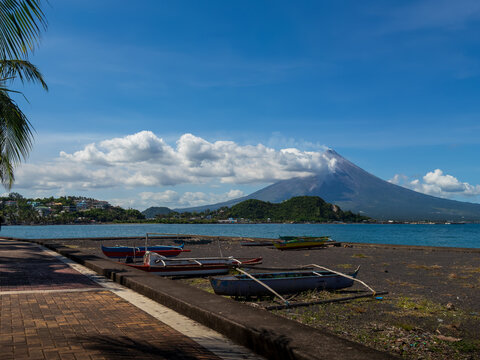 View of Mount Mayon from the beach