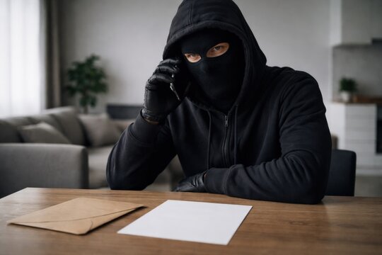 Masked figure engaged in deceptive phone call, highlighting cybercrime strategies and phone fraud underworld tactics.