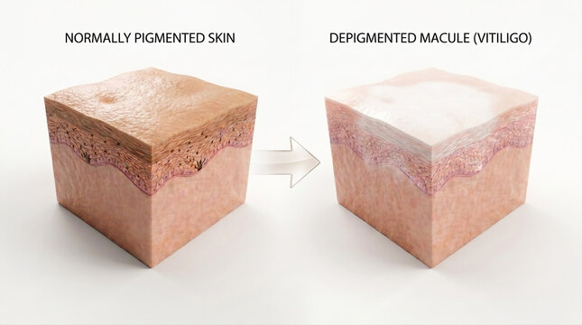 Vitiligo Macule Skin Depigmentation Process Illustration
