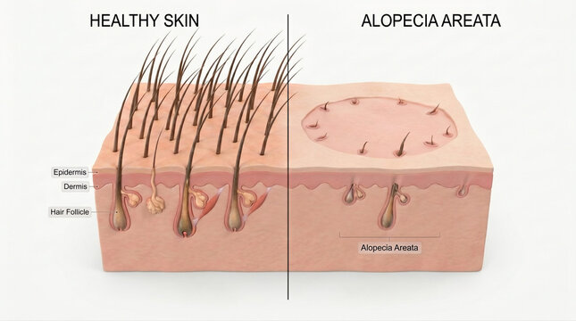 Alopecia Areata Hair Loss Mechanism and Follicle Damage