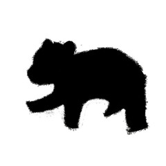 Asian black bear cub with warning sign illustration, cute baby bear wildlife caution © 衛助 鈴木