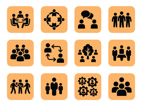 Teamwork and Collaboration Icons Set.