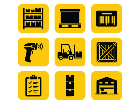 Warehouse Logistics Icons Set.