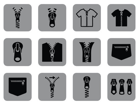Zipper Icons Set.