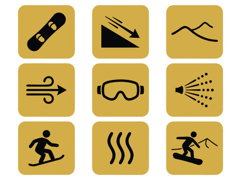 Winter Sports Icons Snowboarding Skiing Graphics.